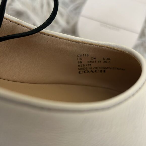 NWOB Coach Emilia Mary-Jane Square Toe Leather Ballet Flats in Chalk size 6 - Picture 13 of 13